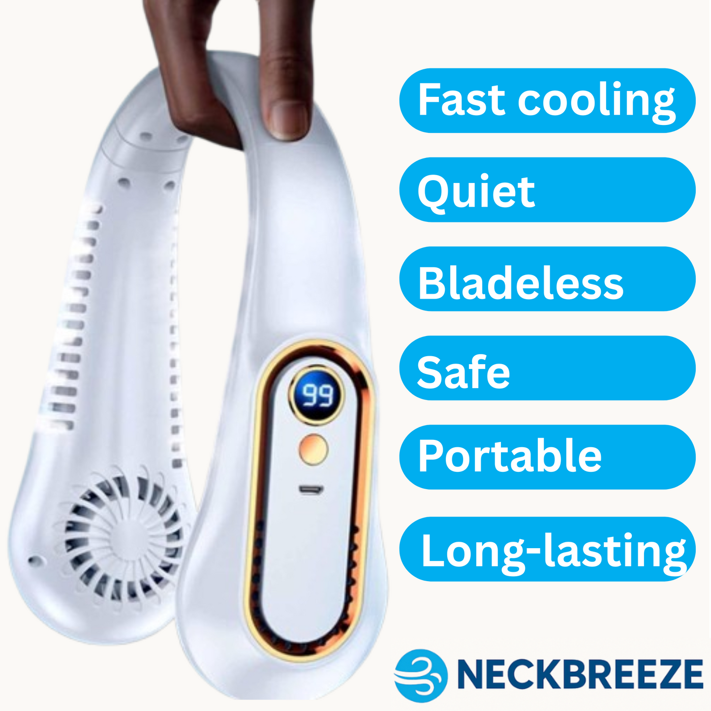 NeckBreeze™ | Portable Neck Fan | Relieves Neck & Back Pain by 92% in 7 Days!